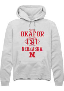 Preston Okafor Rally Mens White Nebraska Cornhuskers NIL Sport Icon Hooded Sweatshirt