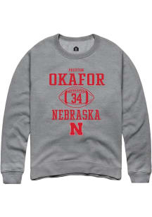 Preston Okafor Rally Mens Graphite Nebraska Cornhuskers NIL Sport Icon Crew Sweatshirt