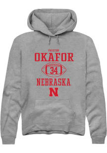 Preston Okafor Rally Mens Graphite Nebraska Cornhuskers NIL Sport Icon Hooded Sweatshirt