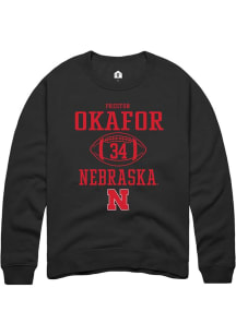 Preston Okafor Rally Mens Black Nebraska Cornhuskers NIL Sport Icon Crew Sweatshirt
