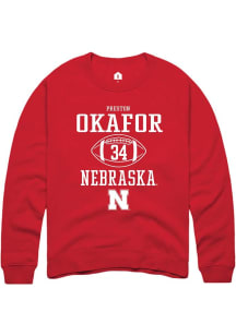 Preston Okafor Rally Mens Red Nebraska Cornhuskers NIL Sport Icon Crew Sweatshirt
