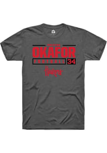 Preston Okafor Dark Grey Nebraska Cornhuskers NIL Stacked Box Short Sleeve T Shirt