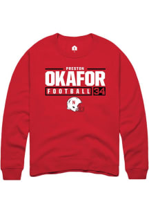 Preston Okafor Rally Mens Red Nebraska Cornhuskers NIL Stacked Box Crew Sweatshirt