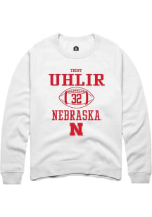 Trent Uhlir Rally Mens White Nebraska Cornhuskers NIL Sport Icon Crew Sweatshirt