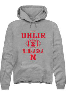 Trent Uhlir Rally Mens Graphite Nebraska Cornhuskers NIL Sport Icon Hooded Sweatshirt