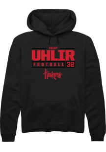 Trent Uhlir Rally Mens Black Nebraska Cornhuskers NIL Stacked Box Hooded Sweatshirt