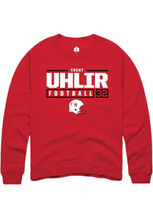 Trent Uhlir Rally Mens Red Nebraska Cornhuskers NIL Stacked Box Crew Sweatshirt
