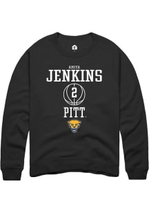 Amiya Jenkins Rally Mens Black Pitt Panthers NIL Sport Icon Crew Sweatshirt