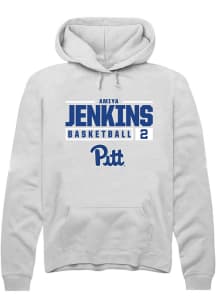 Amiya Jenkins Rally Mens White Pitt Panthers NIL Stacked Box Hooded Sweatshirt