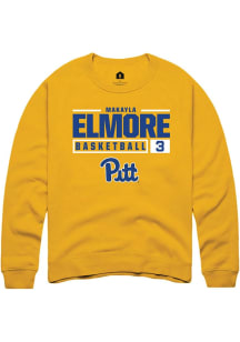 MaKayla Elmore Rally Mens Gold Pitt Panthers NIL Stacked Box Crew Sweatshirt