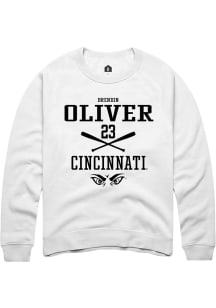 Brendin Oliver Rally Mens White Cincinnati Bearcats NIL Sport Icon Crew Sweatshirt