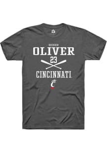 Brendin Oliver Dark Grey Cincinnati Bearcats NIL Sport Icon Short Sleeve T Shirt