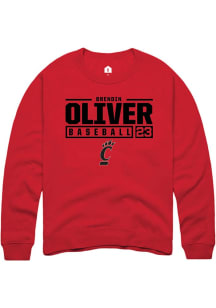 Brendin Oliver Rally Mens Red Cincinnati Bearcats NIL Stacked Box Crew Sweatshirt