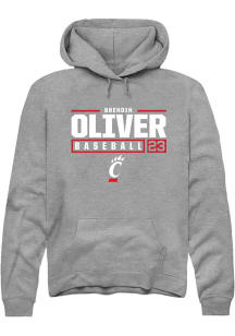 Brendin Oliver Rally Mens Graphite Cincinnati Bearcats NIL Stacked Box Hooded Sweatshirt