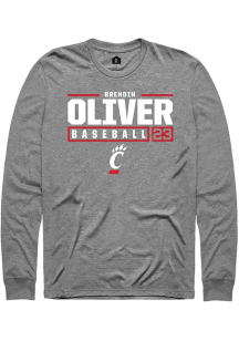 Brendin Oliver Rally Mens Graphite Cincinnati Bearcats NIL Stacked Box Tee