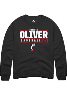 Brendin Oliver Rally Mens Black Cincinnati Bearcats NIL Stacked Box Crew Sweatshirt