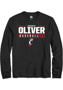 Brendin Oliver Rally Mens Black Cincinnati Bearcats NIL Stacked Box Tee