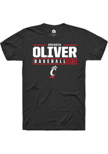 Brendin Oliver Black Cincinnati Bearcats NIL Stacked Box Short Sleeve T Shirt