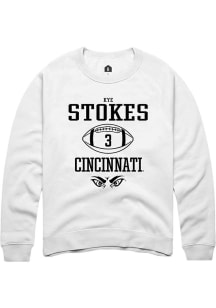 Kye Stokes  Rally Cincinnati Bearcats Mens White NIL Sport Icon Long Sleeve Crew Sweatshirt