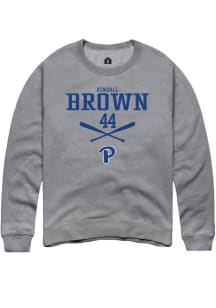 Kendall Brown  Rally Pitt Panthers Mens Grey NIL Sport Icon Long Sleeve Crew Sweatshirt
