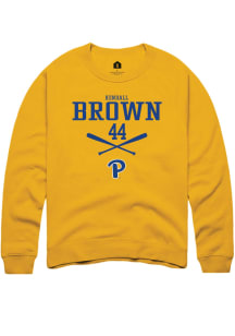 Kendall Brown  Rally Pitt Panthers Mens Gold NIL Sport Icon Long Sleeve Crew Sweatshirt