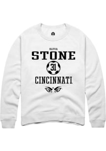 Olivia Stone Rally Mens White Cincinnati Bearcats NIL Sport Icon Crew Sweatshirt