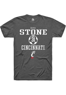 Olivia Stone Dark Grey Cincinnati Bearcats NIL Sport Icon Short Sleeve T Shirt