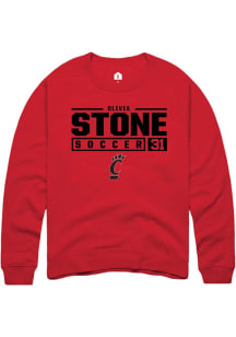 Olivia Stone Rally Mens Red Cincinnati Bearcats NIL Stacked Box Crew Sweatshirt