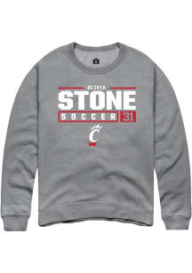 Olivia Stone Rally Mens Graphite Cincinnati Bearcats NIL Stacked Box Crew Sweatshirt