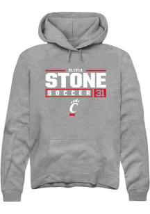 Olivia Stone Rally Mens Graphite Cincinnati Bearcats NIL Stacked Box Hooded Sweatshirt