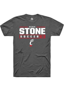 Olivia Stone Dark Grey Cincinnati Bearcats NIL Stacked Box Short Sleeve T Shirt