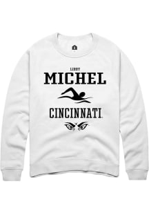 Libby Michel Rally Mens White Cincinnati Bearcats NIL Sport Icon Crew Sweatshirt