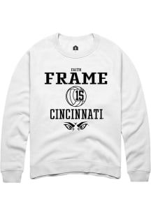 Faith Frame  Rally Cincinnati Bearcats Mens White NIL Sport Icon Long Sleeve Crew Sweatshirt