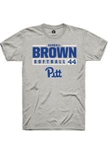 Kendall Brown  Pitt Panthers Ash Rally NIL Stacked Box Short Sleeve T Shirt