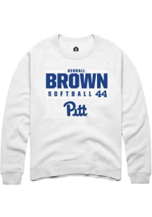 Kendall Brown  Rally Pitt Panthers Mens White NIL Stacked Box Long Sleeve Crew Sweatshirt