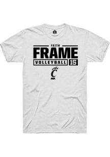 Faith Frame  Cincinnati Bearcats White Rally NIL Stacked Box Short Sleeve T Shirt