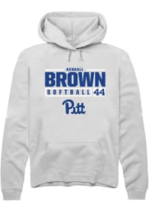Kendall Brown  Rally Pitt Panthers Mens White NIL Stacked Box Long Sleeve Hoodie