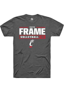 Faith Frame  Cincinnati Bearcats Dark Grey Rally NIL Stacked Box Short Sleeve T Shirt