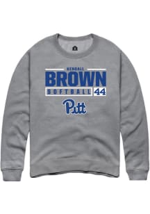 Kendall Brown Rally Mens Graphite Pitt Panthers NIL Stacked Box Crew Sweatshirt