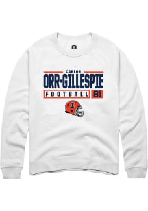 Carlos Orr-Gillespie Rally Mens White Illinois Fighting Illini NIL Stacked Box Crew Sweatshirt