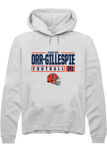 Carlos Orr-Gillespie Rally Mens White Illinois Fighting Illini NIL Stacked Box Hooded Sweatshirt