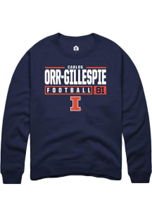 Carlos Orr-Gillespie Rally Mens Navy Blue Illinois Fighting Illini NIL Stacked Box Crew Sweatshi..