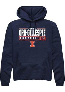 Carlos Orr-Gillespie Rally Mens Navy Blue Illinois Fighting Illini NIL Stacked Box Hooded Sweats..