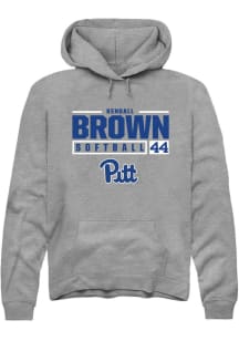 Kendall Brown  Rally Pitt Panthers Mens Grey NIL Stacked Box Long Sleeve Hoodie