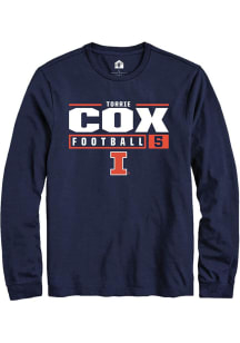 Torrie Cox Rally Mens Navy Blue Illinois Fighting Illini NIL Stacked Box Tee