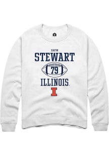 Zafir Stewart Rally Mens White Illinois Fighting Illini NIL Sport Icon Crew Sweatshirt