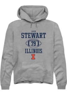 Zafir Stewart Rally Mens Graphite Illinois Fighting Illini NIL Sport Icon Hooded Sweatshirt