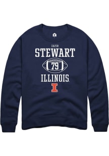 Zafir Stewart Rally Mens Navy Blue Illinois Fighting Illini NIL Sport Icon Crew Sweatshirt