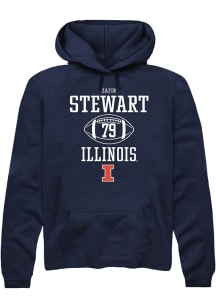 Zafir Stewart Rally Mens Navy Blue Illinois Fighting Illini NIL Sport Icon Hooded Sweatshirt