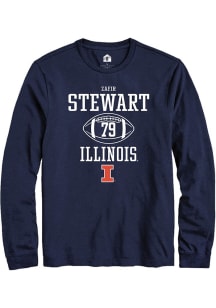 Zafir Stewart Rally Mens Navy Blue Illinois Fighting Illini NIL Sport Icon Tee